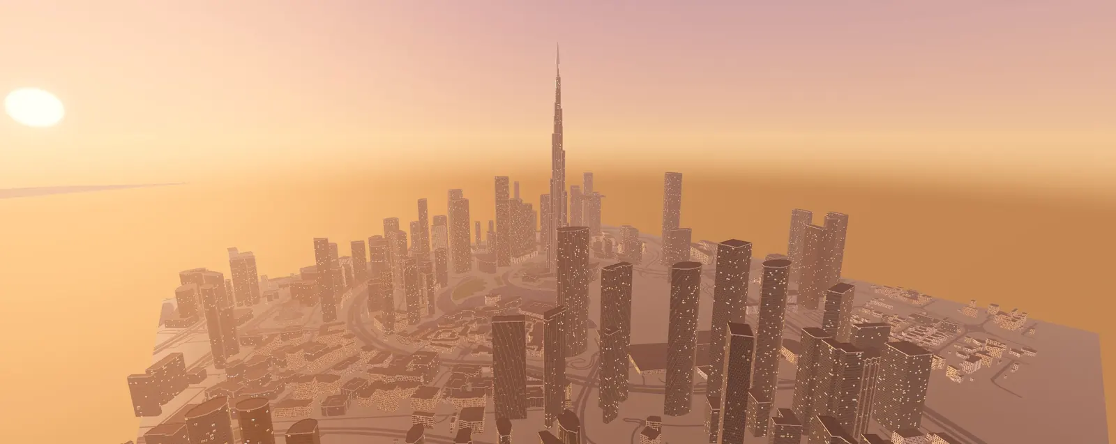 Dubai in Huntr City, built from real map data